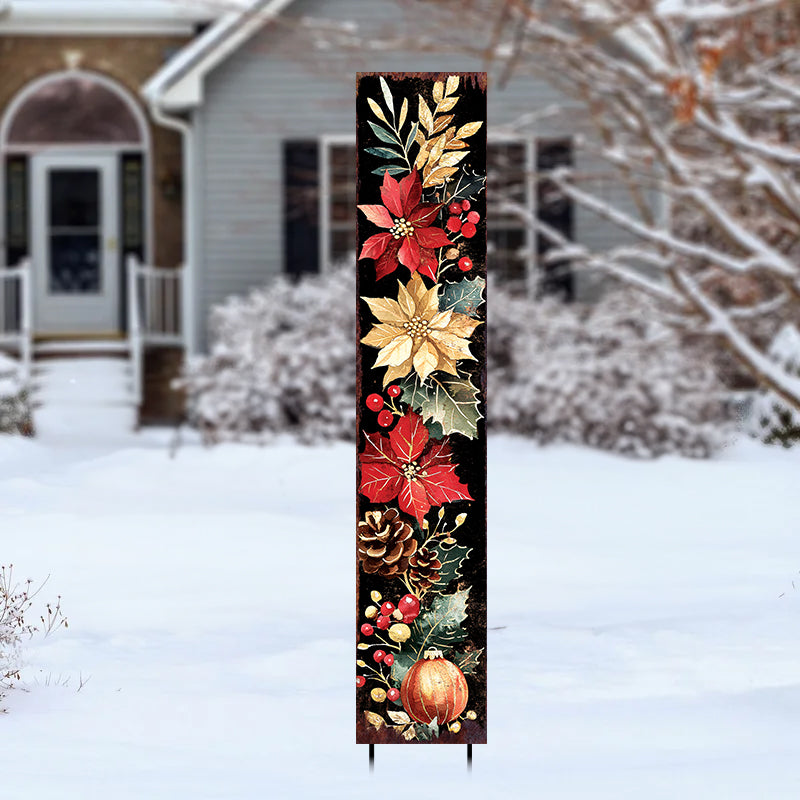 42in Christmas Garden Stake | Watercolor Floral & Botanical Design | Outdoor Yard Sign | Christmas Decor