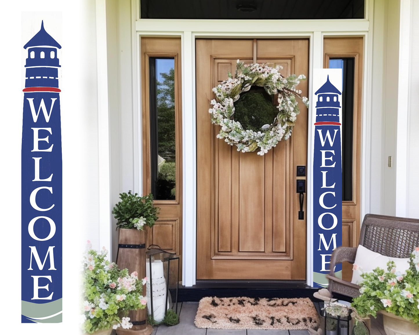 72in Lighthouse Welcome Sign | Front Door Porch Sign | Coastal Summer Welcome Sign | Farmhouse Home Decor