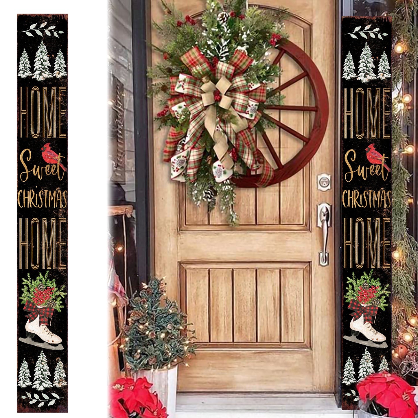 72in Christmas Porch Sign | Home Sweet Christmas Home | Foldable Entryway Sign | Christmas Porch Decor