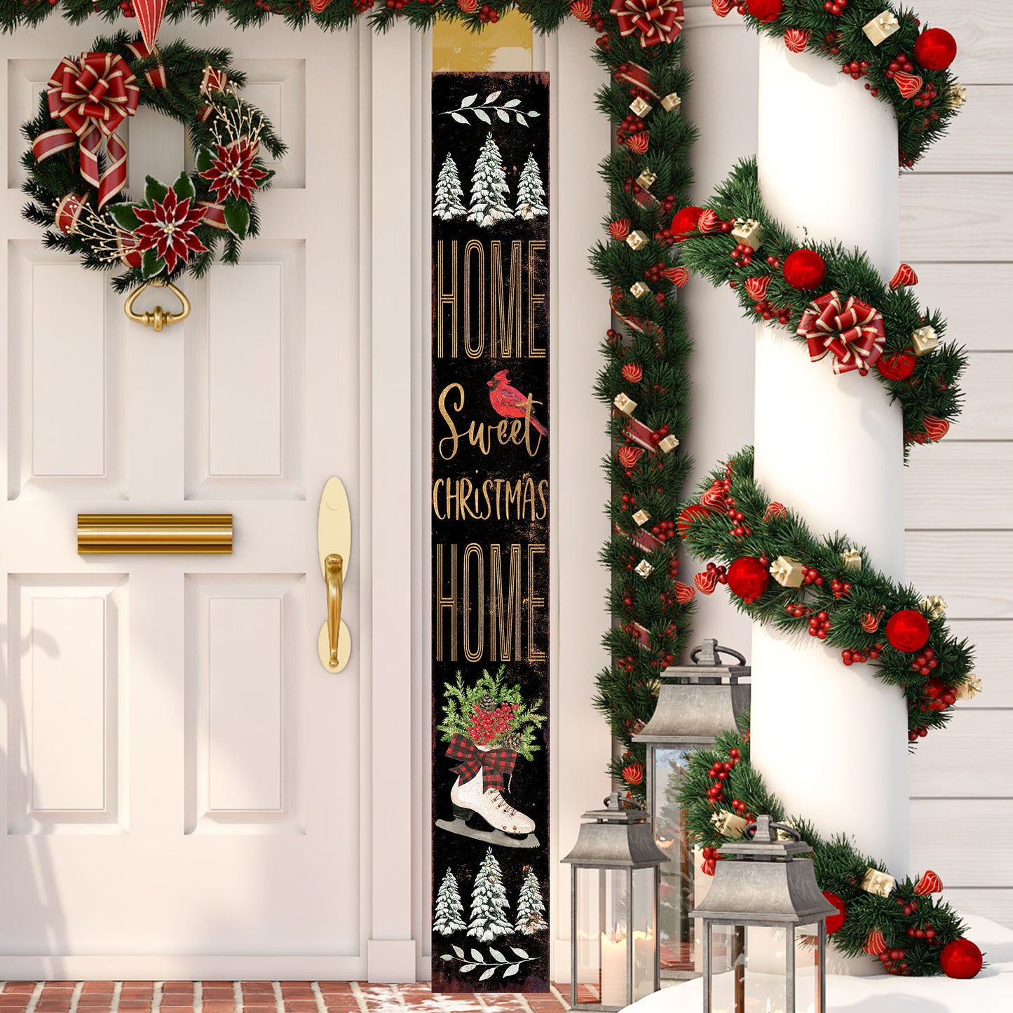 72in Christmas Porch Sign | Home Sweet Christmas Home | Foldable Entryway Sign | Christmas Porch Decor