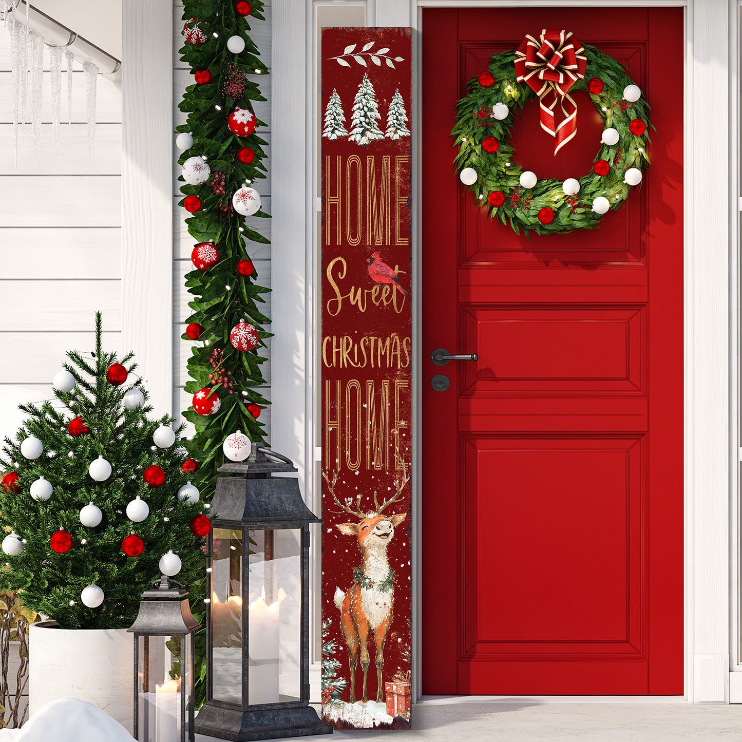 72in Christmas Porch Sign | Home Sweet Christmas Home | Foldable Christmas Entryway Sign | Christmas Porch Decor