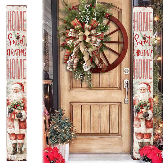Home Sweet Christmas Home Farmhouse Porch Sign | Vertical Holiday Decor Gift