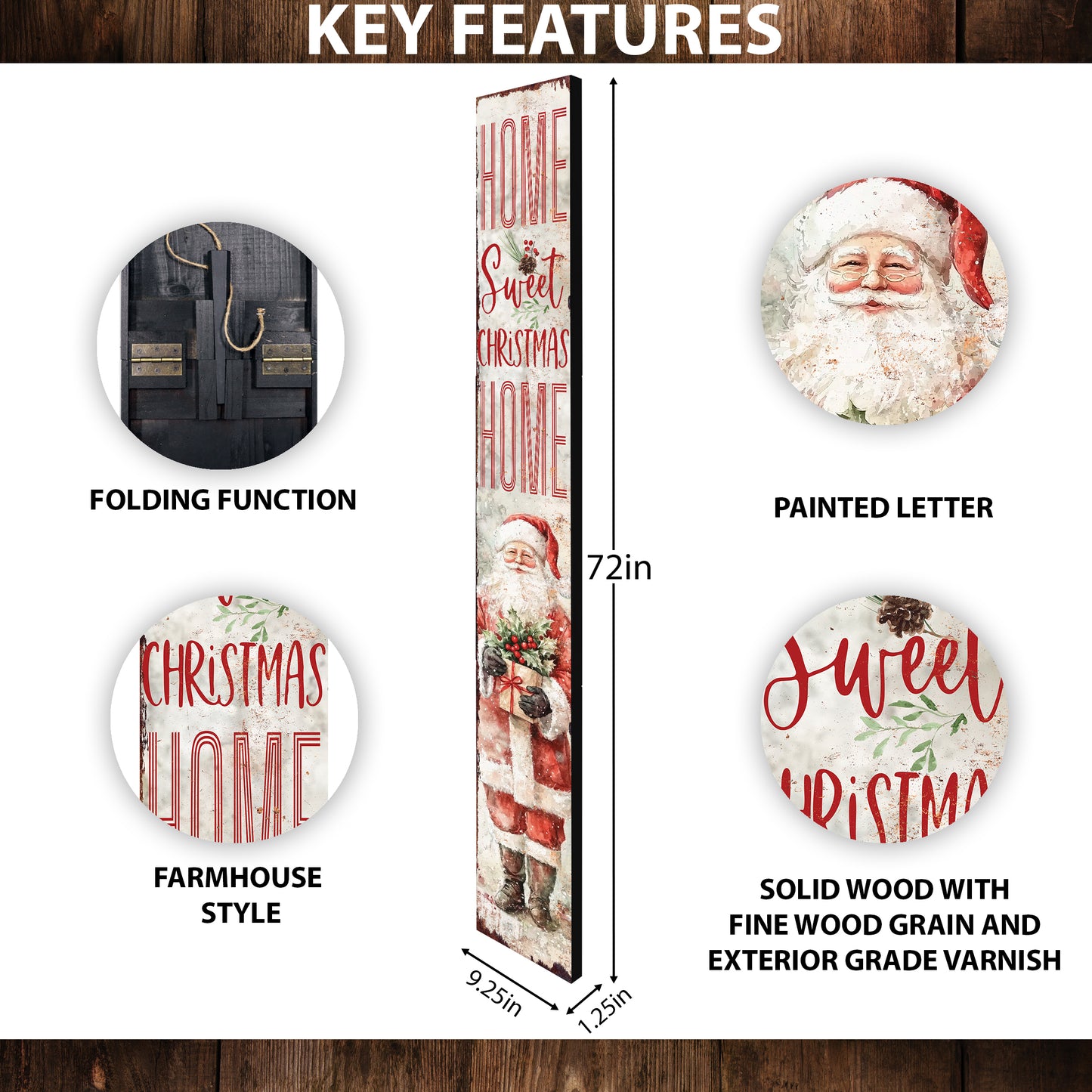 72in Christmas Porch Sign | Home Sweet Christmas Home | Foldable Entryway Sign | Christmas Porch Decor