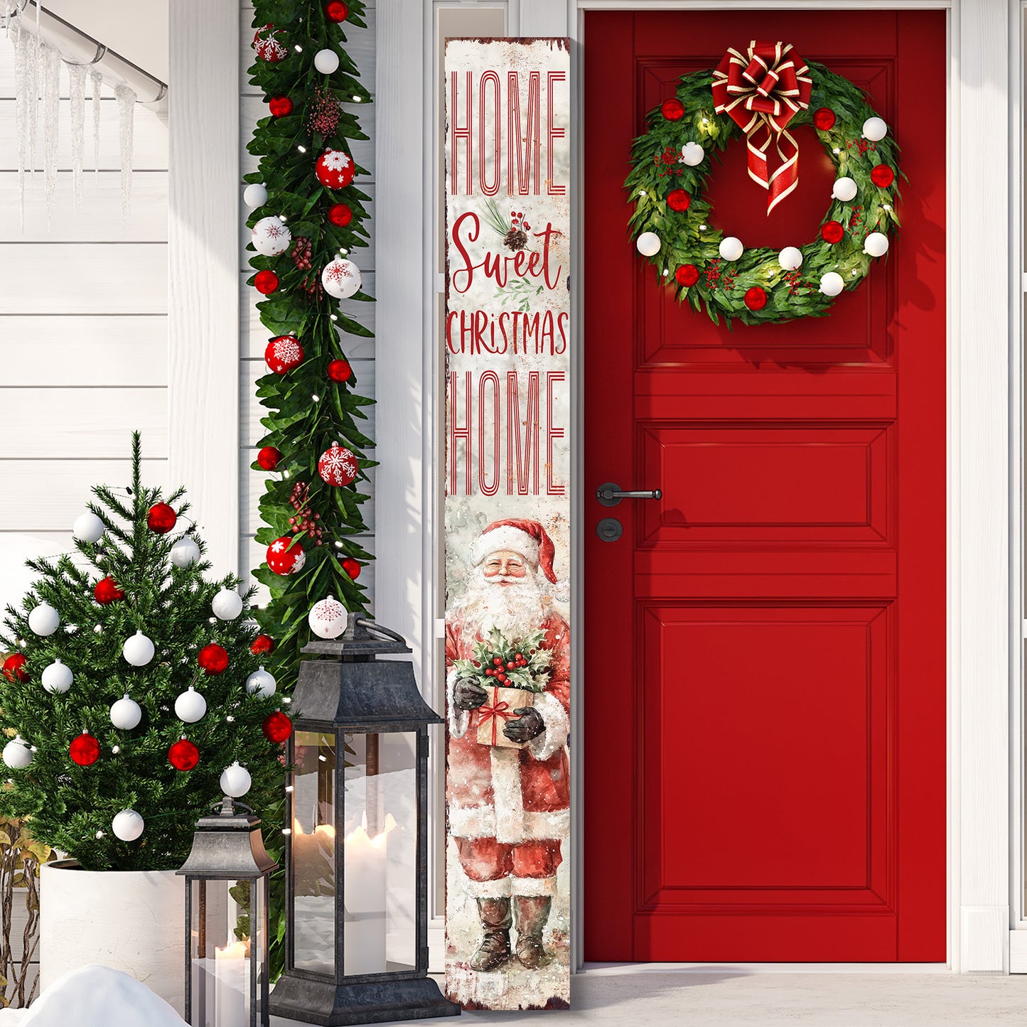 72in Christmas Porch Sign | Home Sweet Christmas Home | Foldable Entryway Sign | Christmas Porch Decor