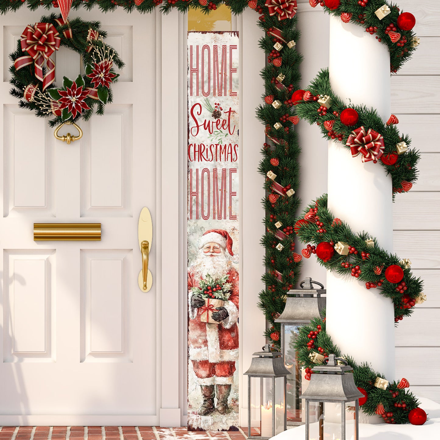 72in Christmas Porch Sign | Home Sweet Christmas Home | Foldable Entryway Sign | Christmas Porch Decor