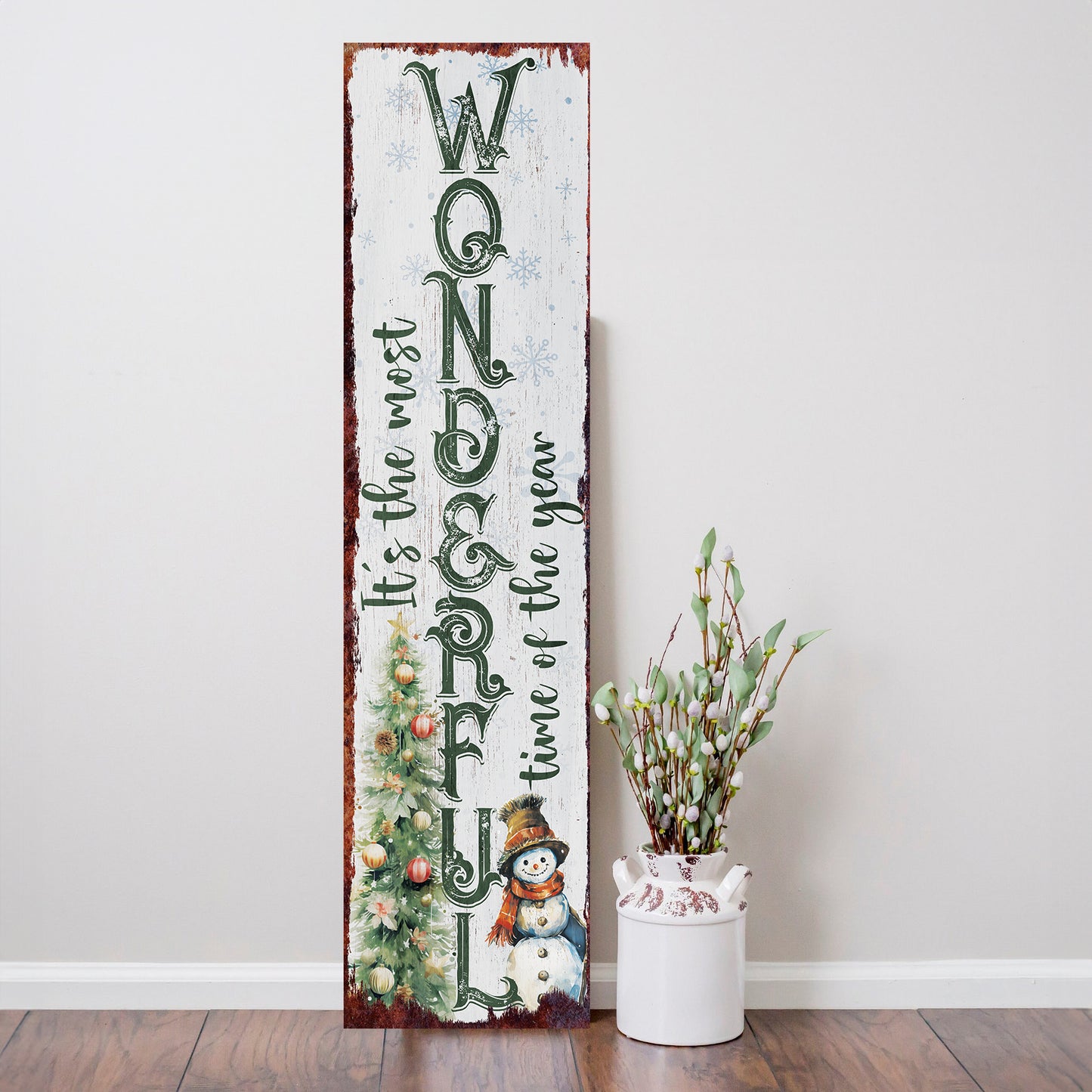 48in “It’s The Most Wonderful Time of The Year” Christmas Porch Sign | Christmas Entryway Decor | 48in x 12in