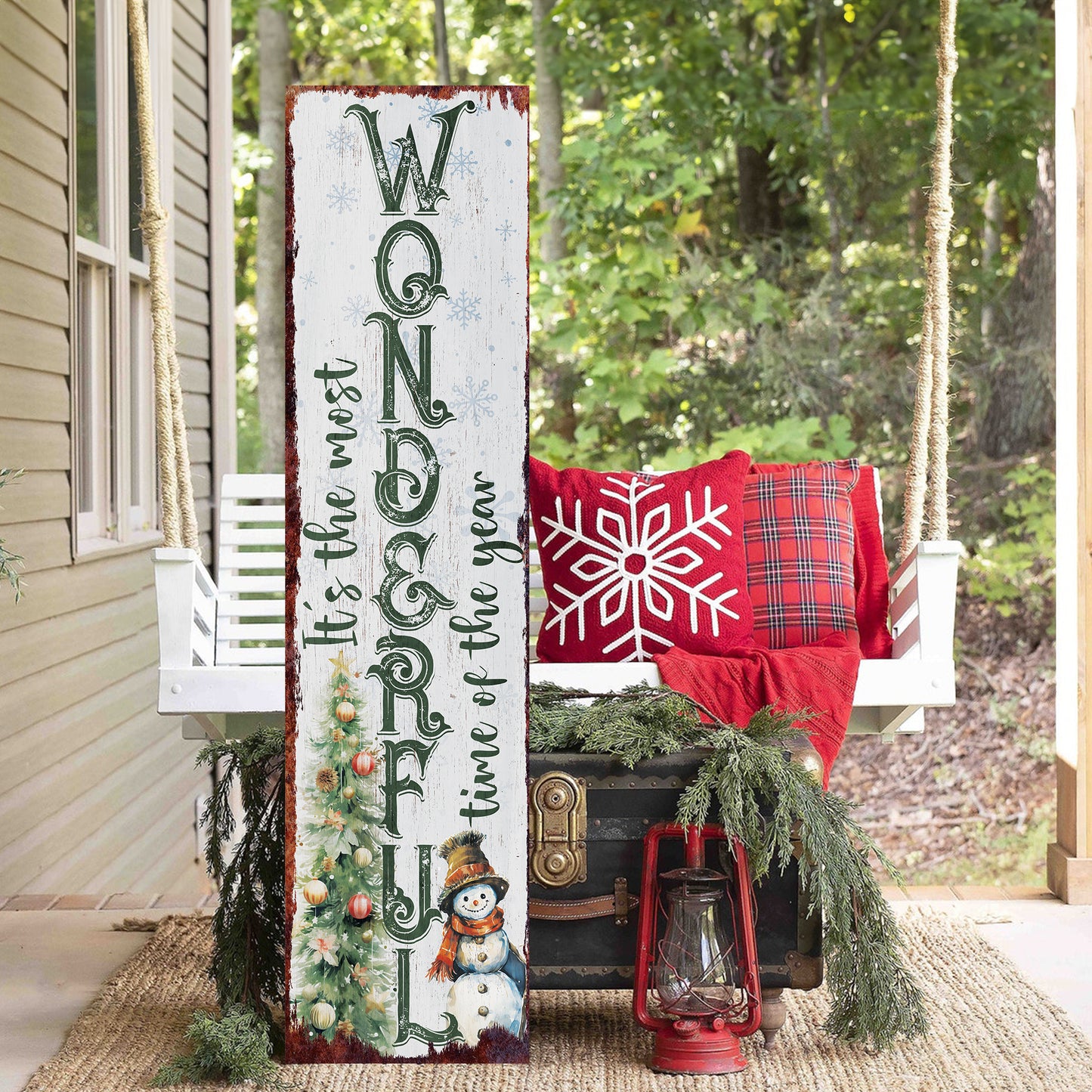 48in “It’s The Most Wonderful Time of The Year” Christmas Porch Sign | Christmas Entryway Decor | 48in x 12in