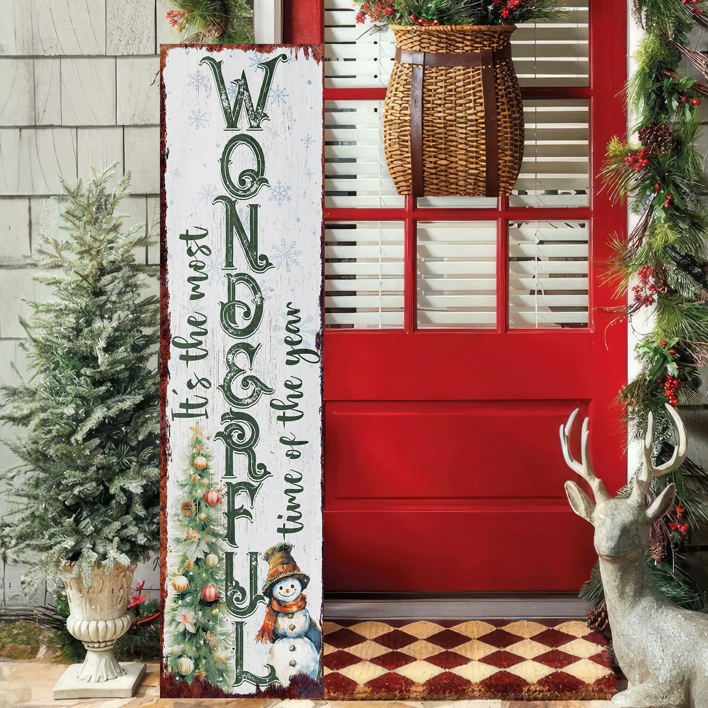48in “It’s The Most Wonderful Time of The Year” Christmas Porch Sign | Christmas Entryway Decor | 48in x 12in
