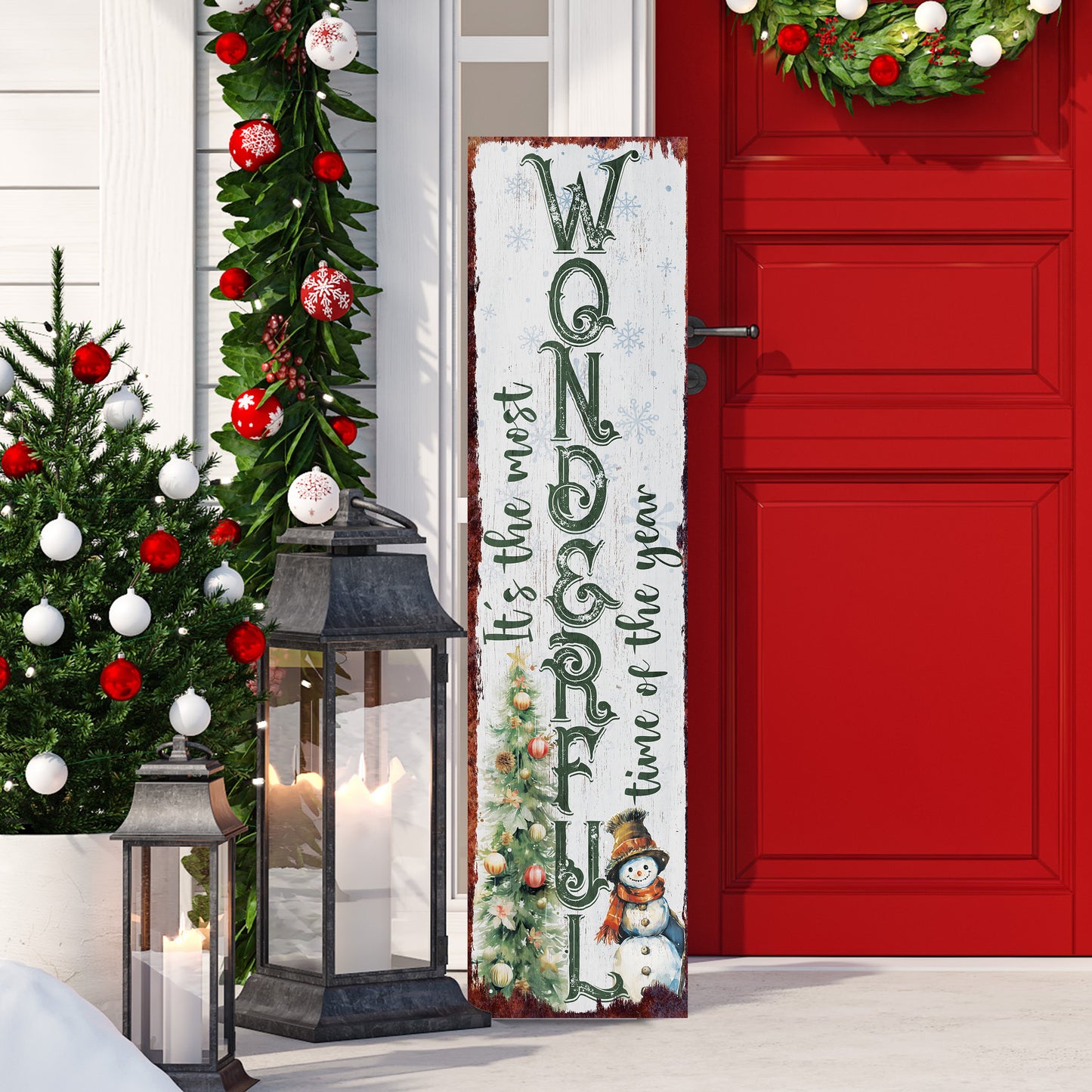 48in “It’s The Most Wonderful Time of The Year” Christmas Porch Sign | Christmas Entryway Decor | 48in x 12in