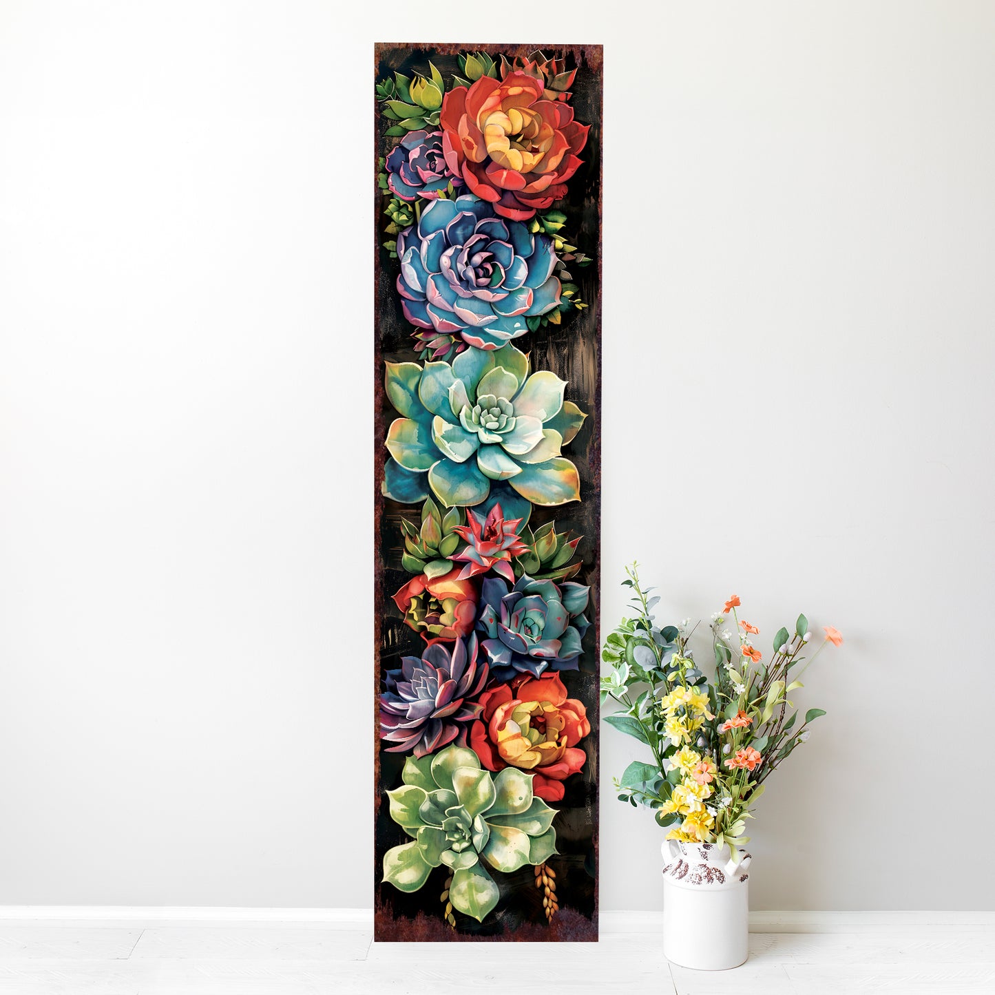 48Inch Spring Porch Sign with Succulent Design | Front Door Porch Decor | Outdoor Entryway Display | 48in x 12in