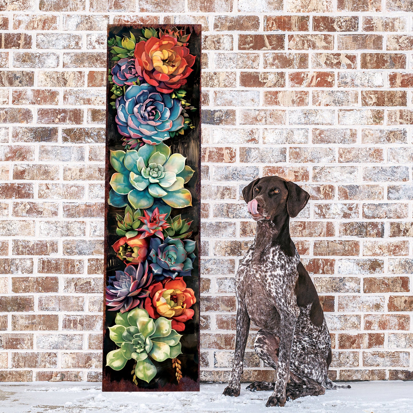 48Inch Spring Porch Sign with Succulent Design | Front Door Porch Decor | Outdoor Entryway Display | 48in x 12in