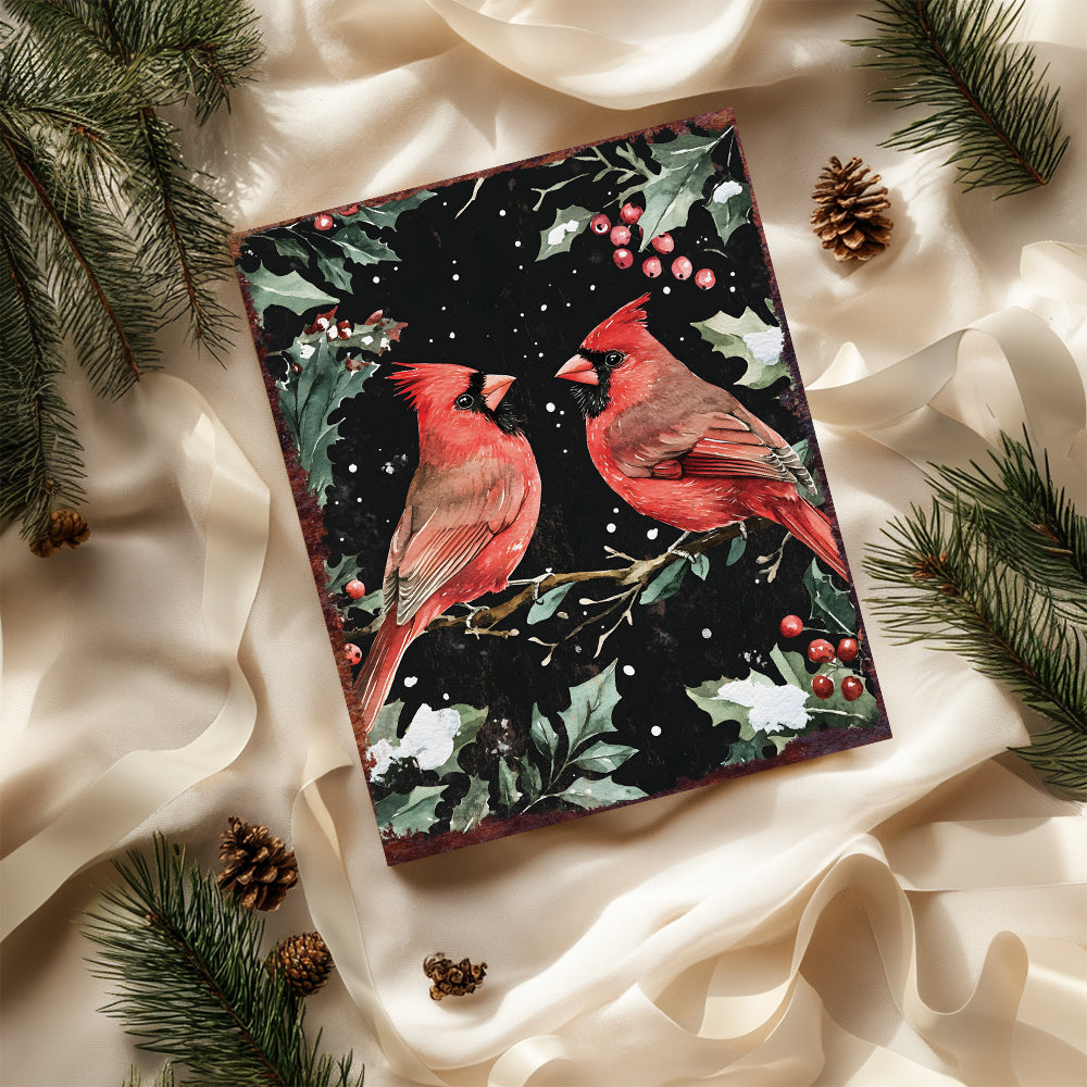 15in Christmas Cardinals Table Decor | Holiday Tabletop Decoration | Indoor Party Decor | 15x12in