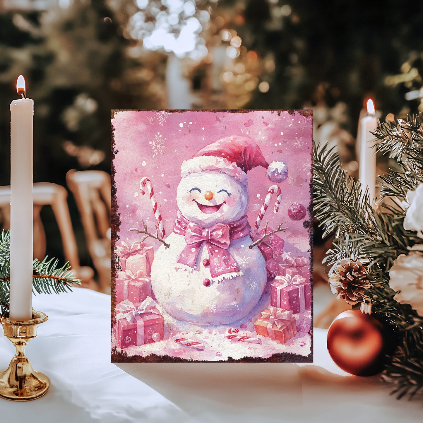 15in Christmas Table Decor | Holiday Snowman Tabletop Decoration | Wooden Indoor Party Decor | 15x12in