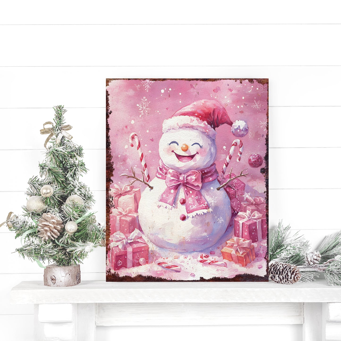 15in Christmas Table Decor | Holiday Snowman Tabletop Decoration | Wooden Indoor Party Decor | 15x12in
