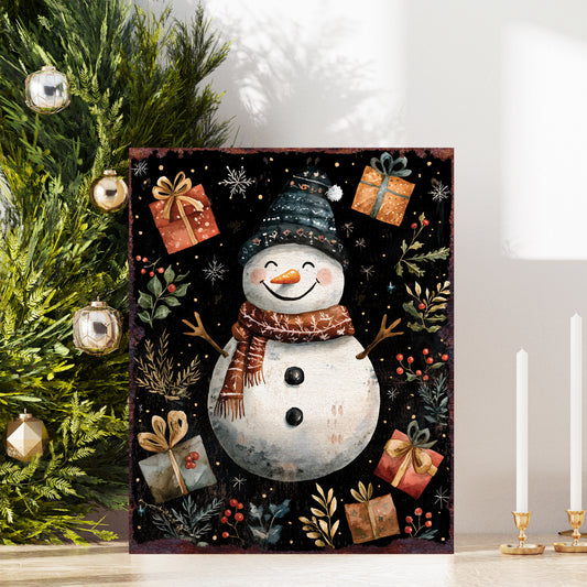 Distressed Snowman Christmas Decor | Rustic Farmhouse Tabletop Holiday Gift