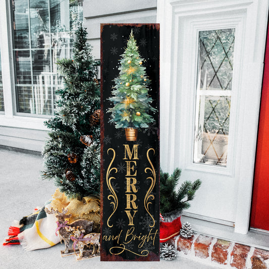 Christmas Red Truck Porch Sign | Merry & Bright Farmhouse Decor Gift