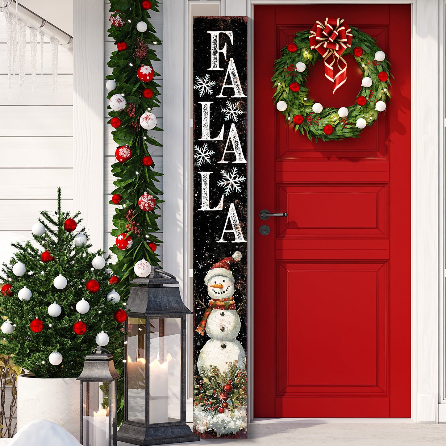 72in Christmas Porch Sign | Holiday Snowman Door Decoration | Foldable Wooden Entryway Decor