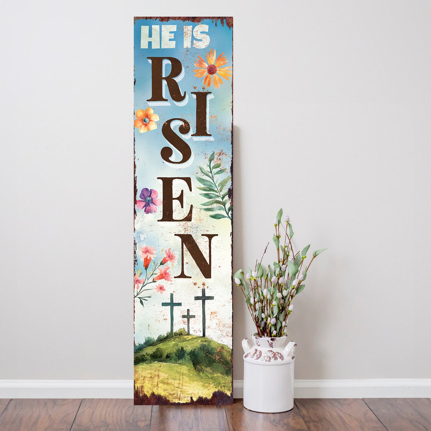 He is Risen Religious Porch Sign | Front Porch Decor | Entryway Sign for Easter | 2 Sizes