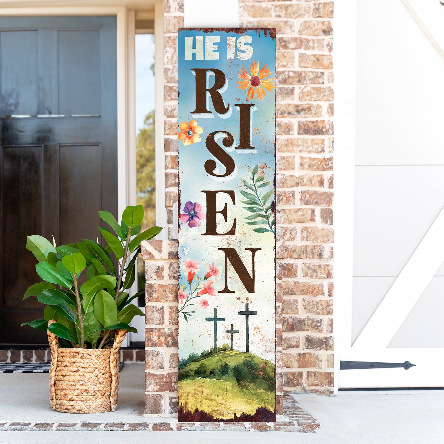 He is Risen Religious Porch Sign | Front Porch Decor | Entryway Sign for Easter | 2 Sizes