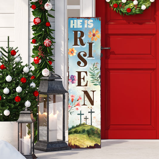 He is Risen Religious Porch Sign | Front Porch Decor | Entryway Sign for Easter | 2 Sizes