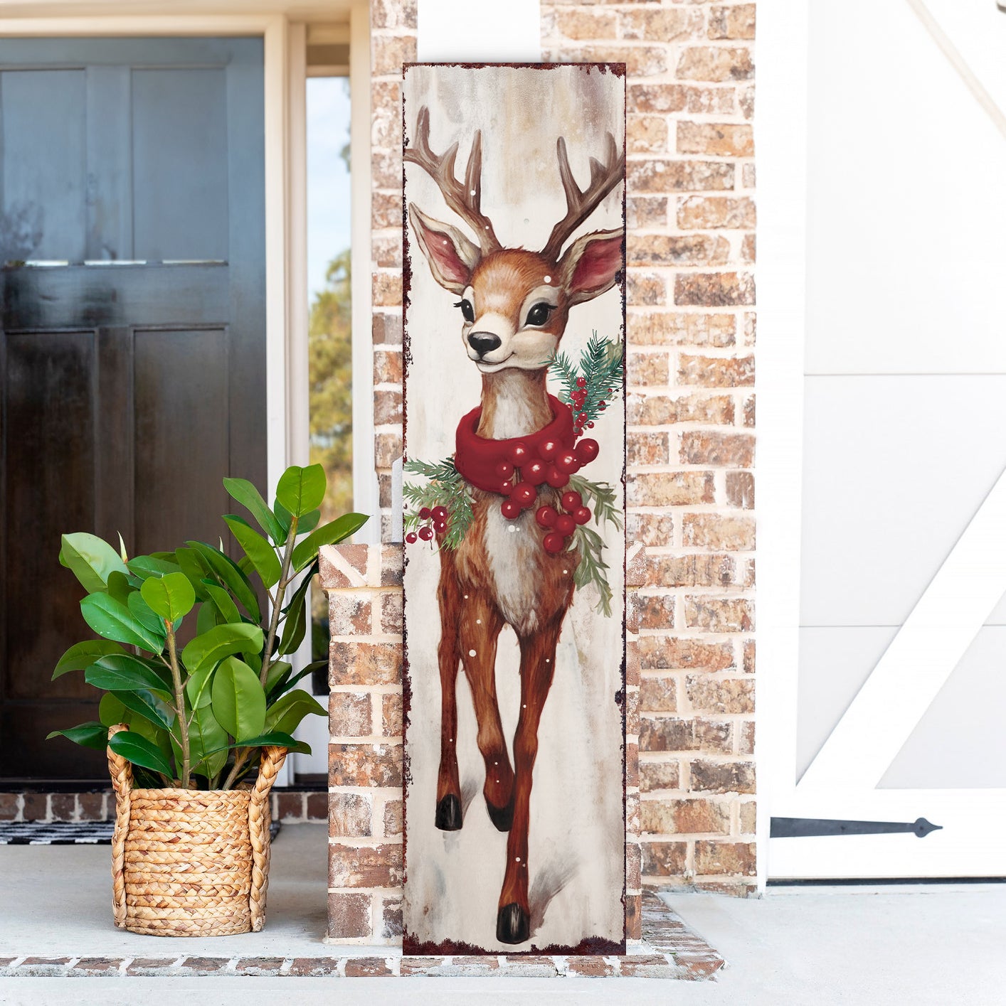 Rudolph Christmas Porch Sign | Outdoor Holiday Decor | Christmas Reindeer Porch Decoration | 2 Sizes