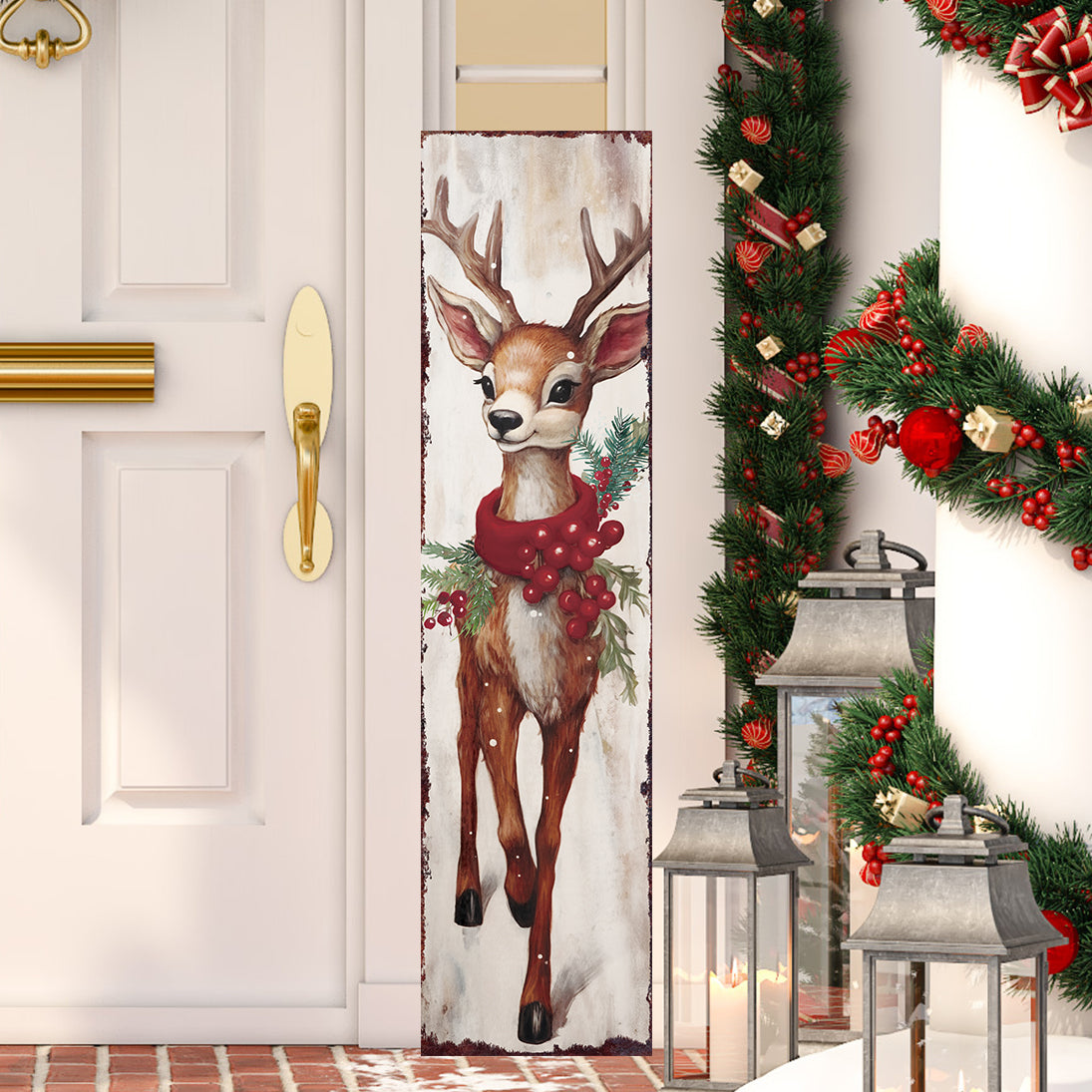 Rudolph Christmas Porch Sign | Outdoor Holiday Decor | Christmas Reindeer Porch Decoration | 2 Sizes