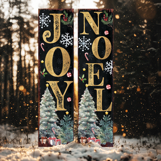 Farmhouse JOY NOEL Christmas Porch Sign | Reversible Wood Holiday Welcome Decor
