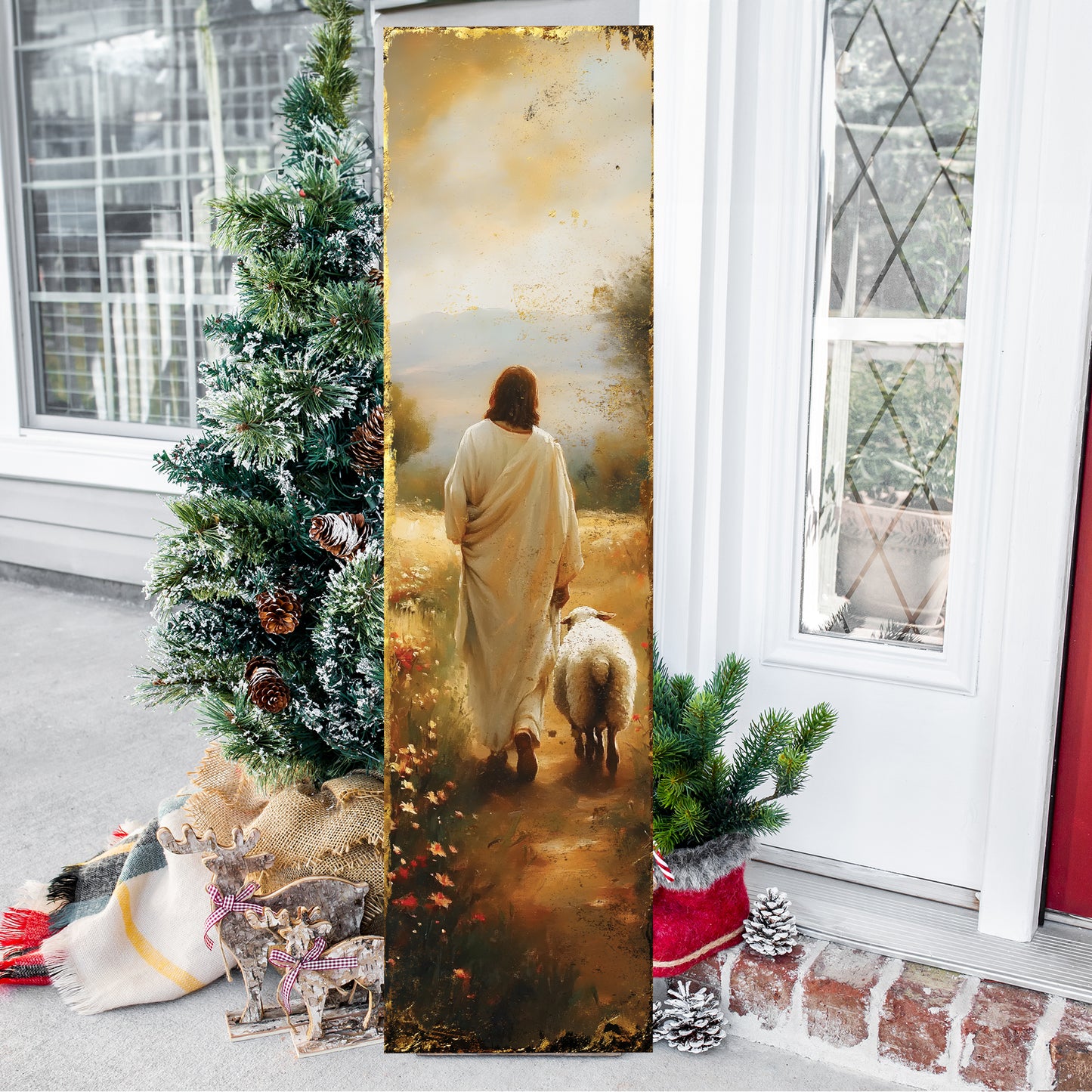 Jesus Christ Porch Sign | Religious Front Porch Plaque | Entryway Decor | UV Print | 3 Sizes