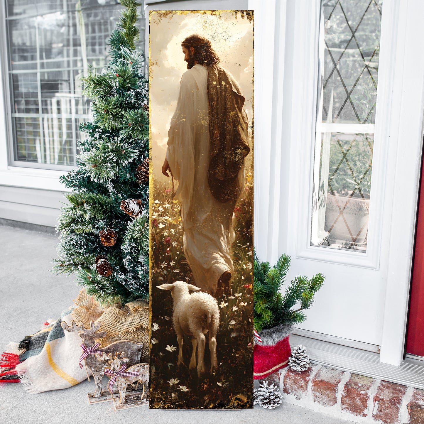 Jesus Christ Porch Sign | Religious Front Porch Plaque | Entryway Decor | UV Print | 3 Sizes