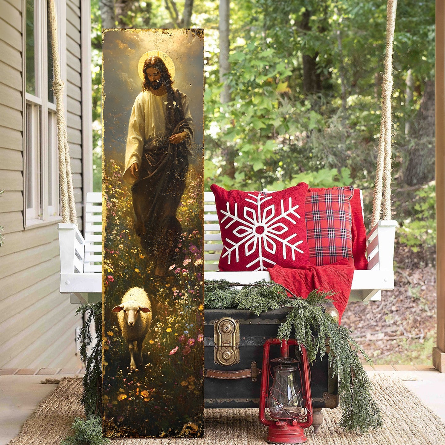 Jesus Christ Porch Sign | Religious Front Porch Plaque | Entryway Decor | UV Print | 3 Sizes