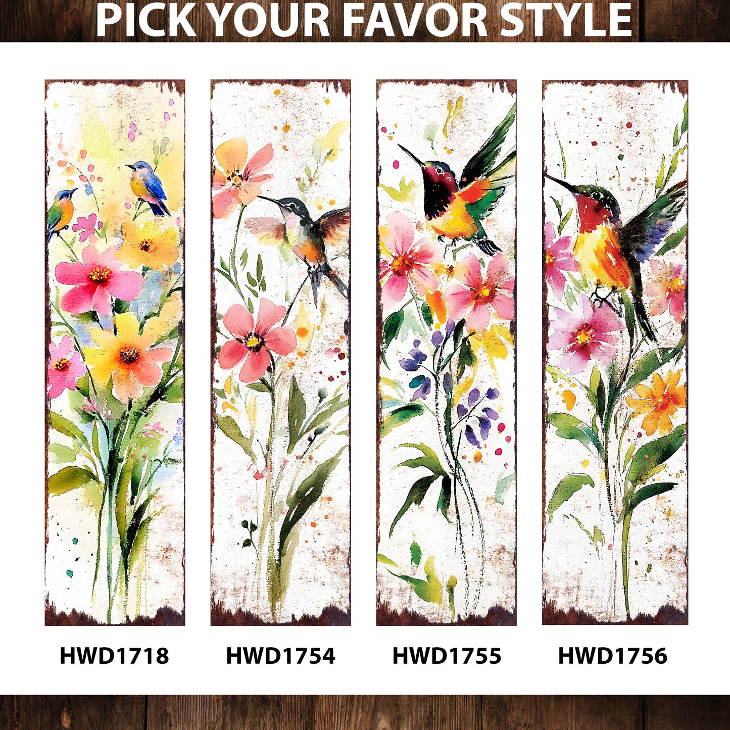 Spring Watercolor Wildflower Porch Sign | Hummingbird Wooden Entryway Decor | Rustic Outdoor Farmhouse Sign | 3 Sizes & Patterns
