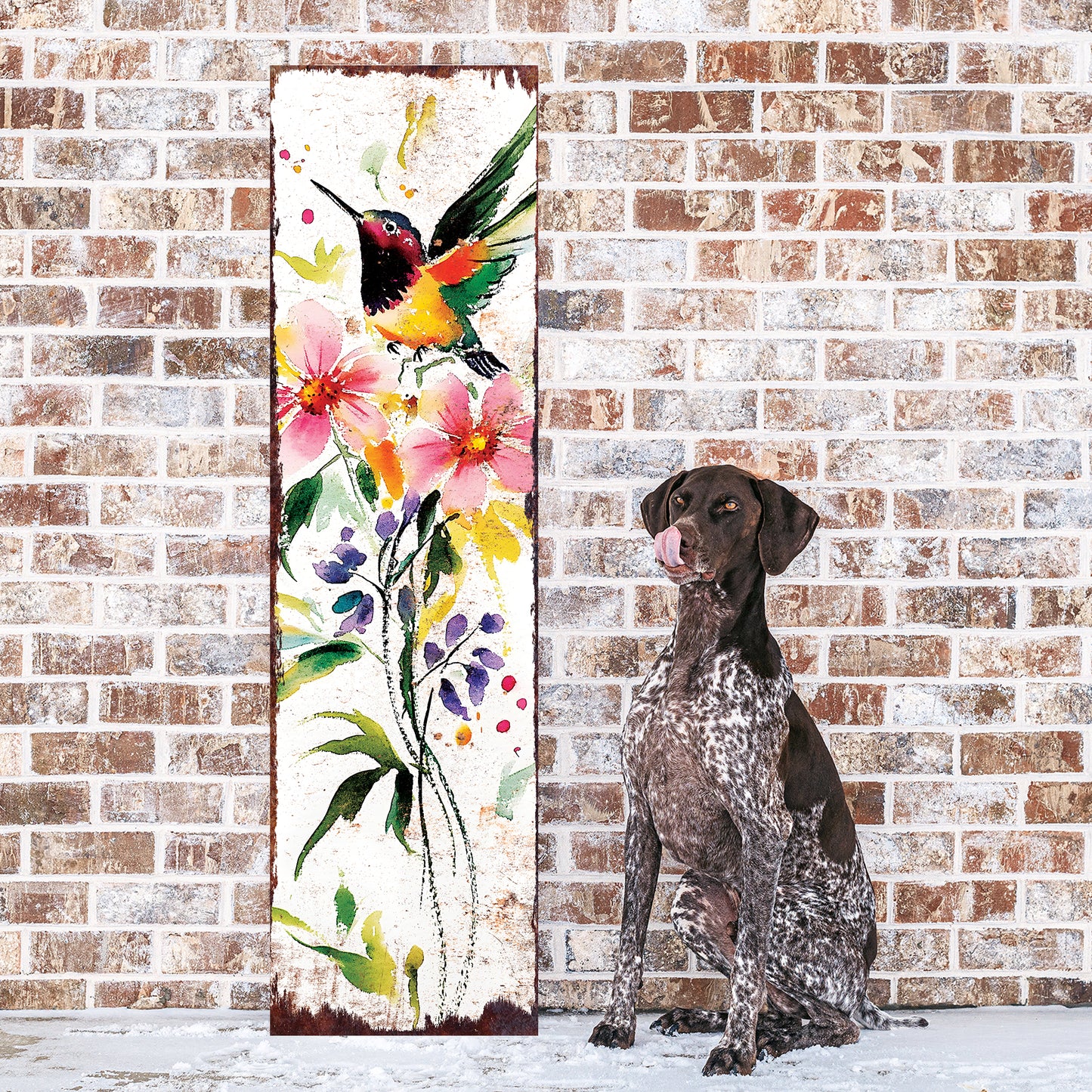 Spring Watercolor Wildflower Porch Sign | Hummingbird Wooden Entryway Decor | Rustic Outdoor Farmhouse Sign | 3 Sizes & Patterns