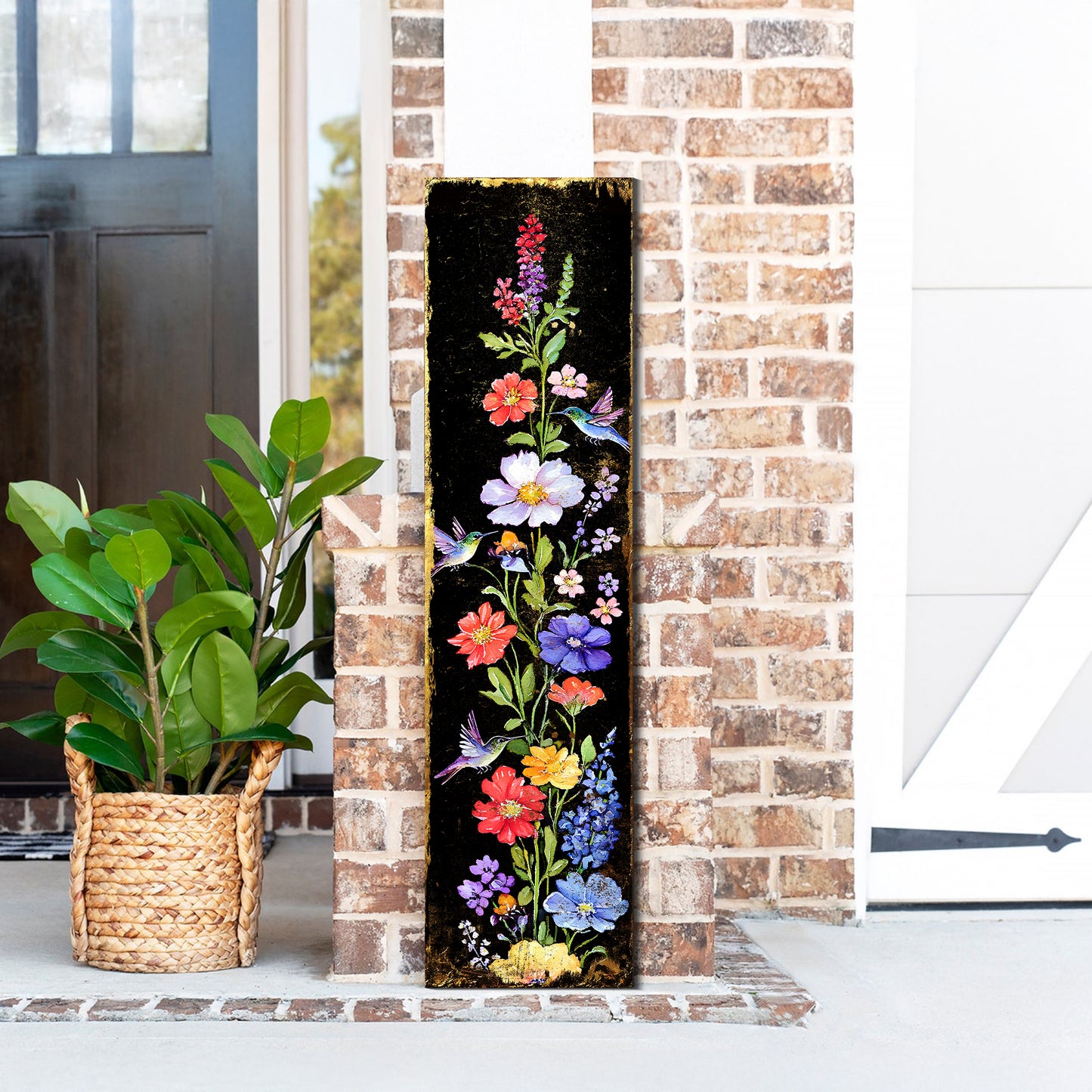 Spring Wildflower Porch Sign | Entryway Decor | UV Print | Front Porch Plaque | Wildflowers & Hummingbirds Design | 3 Sizes | Patterns