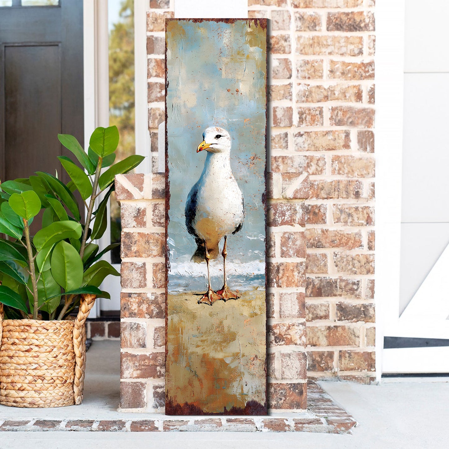Ocean Seagull Porch Sign | Wooden Entryway Decor | UV Print | Front Porch Plaque | Seagull on the Beach Design | 3 Sizes