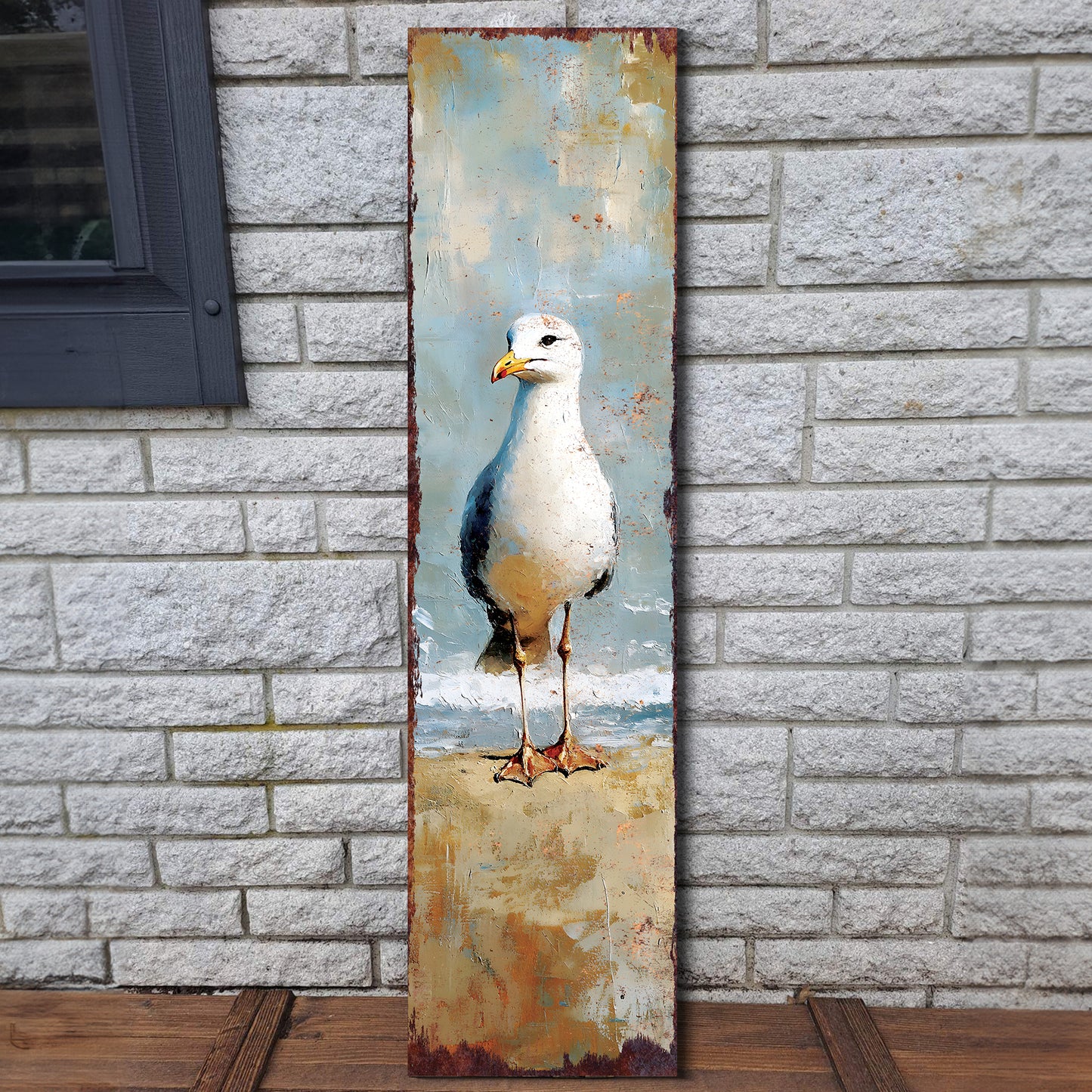 Ocean Seagull Porch Sign | Wooden Entryway Decor | UV Print | Front Porch Plaque | Seagull on the Beach Design | 3 Sizes