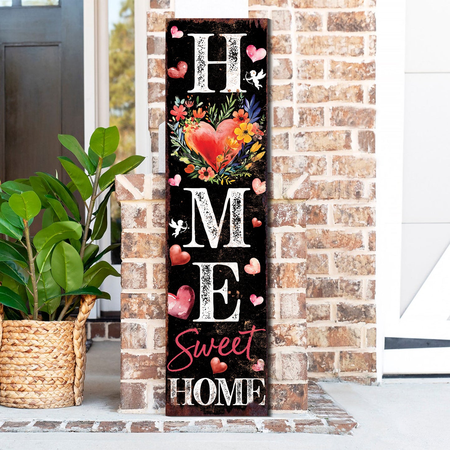 Home Sweet Home Valentine’s Day Porch Sign | Wooden Entryway Decor | UV Print | Front Porch Plaque | 3 Sizes