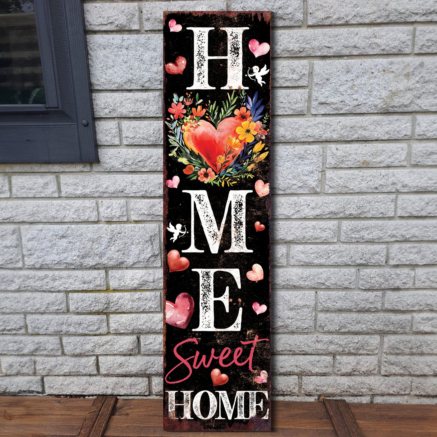 Home Sweet Home Valentine’s Day Porch Sign | Wooden Entryway Decor | UV Print | Front Porch Plaque | 3 Sizes