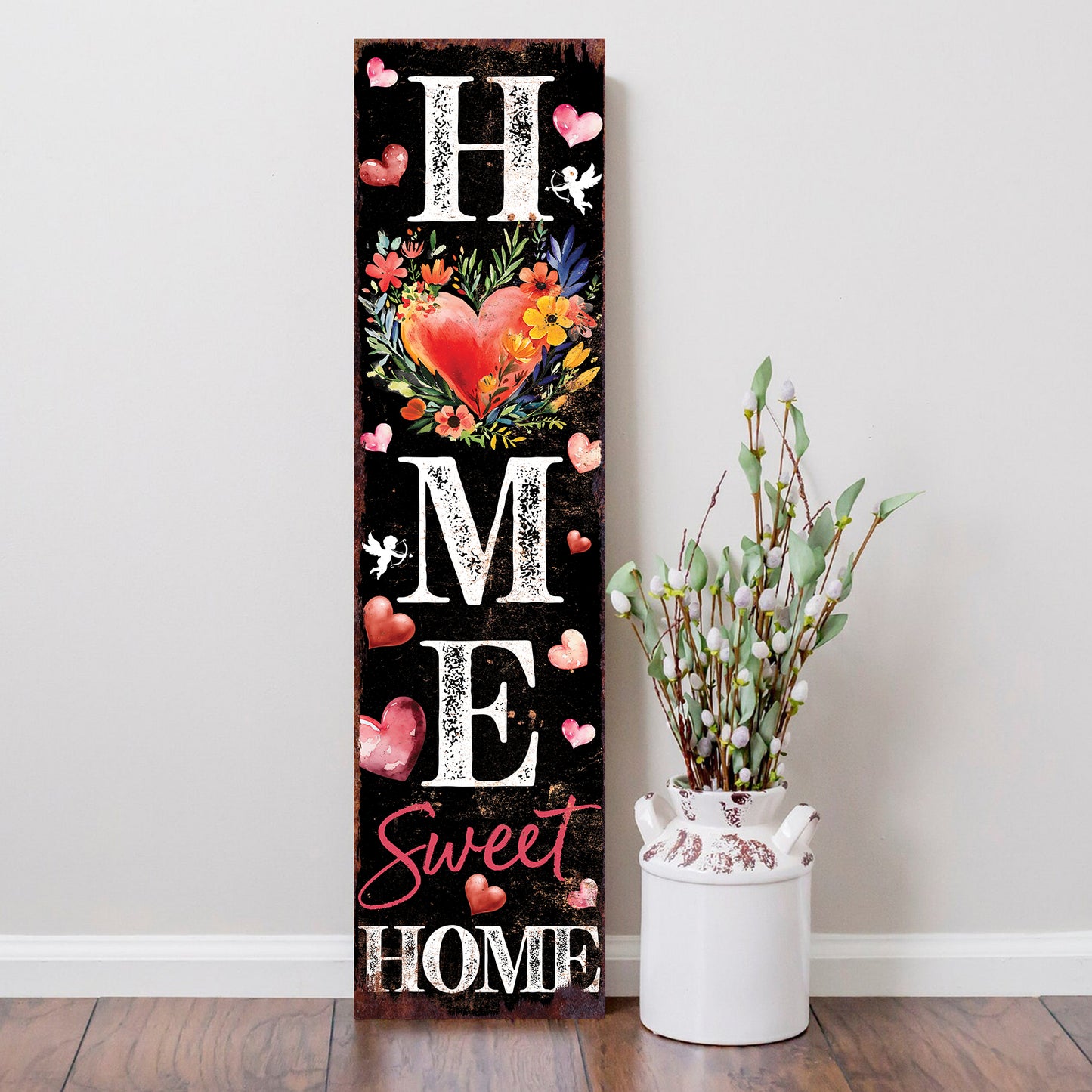 Home Sweet Home Valentine’s Day Porch Sign | Wooden Entryway Decor | UV Print | Front Porch Plaque | 3 Sizes