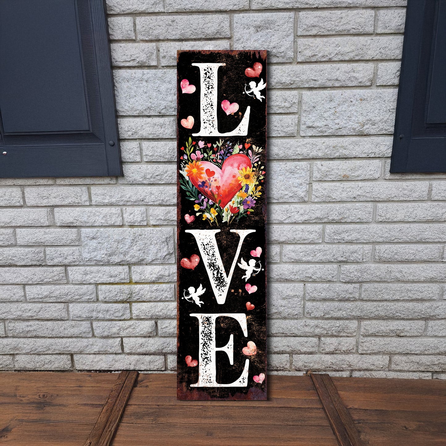 LOVE Valentine’s Day Porch Sign | Wooden Entryway Decor | UV Print | Front Porch Plaque | Romantic Home Decor | 3 Sizes
