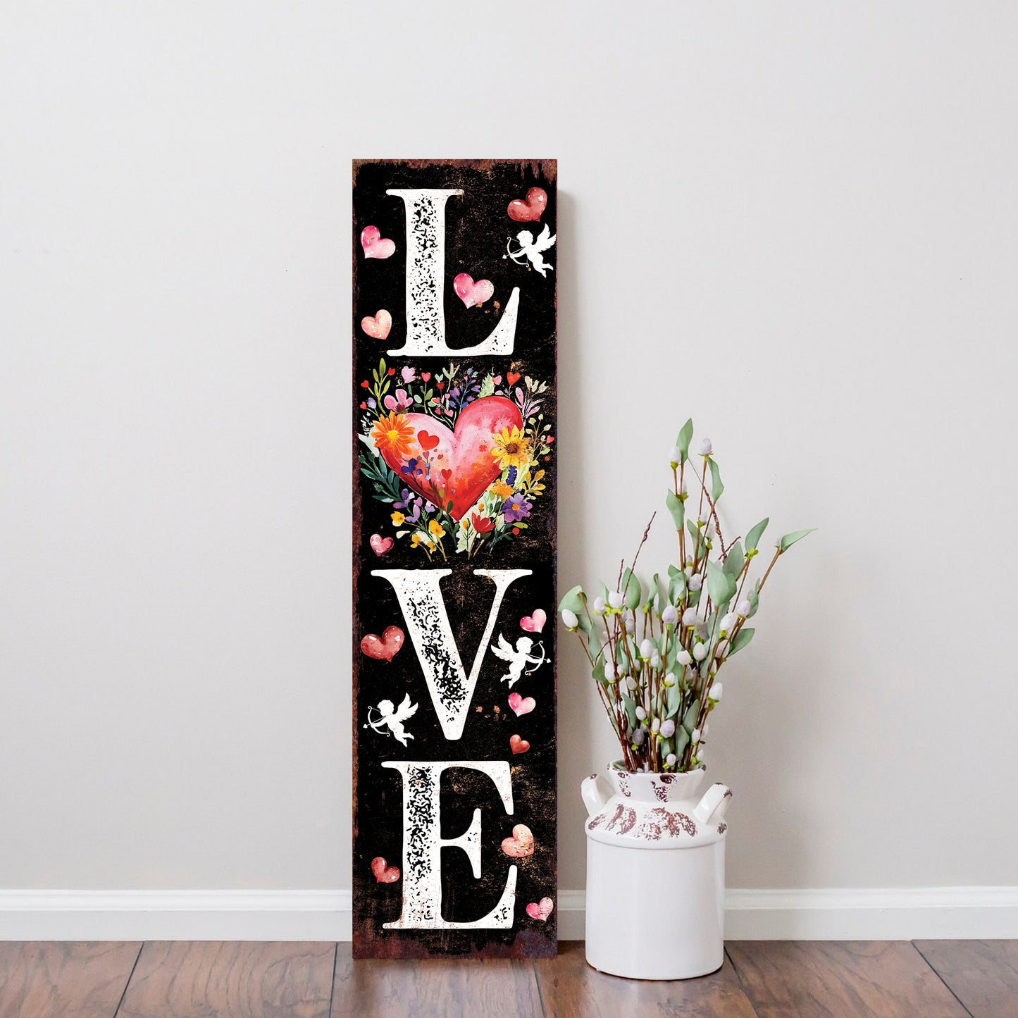 LOVE Valentine’s Day Porch Sign | Wooden Entryway Decor | UV Print | Front Porch Plaque | Romantic Home Decor | 3 Sizes