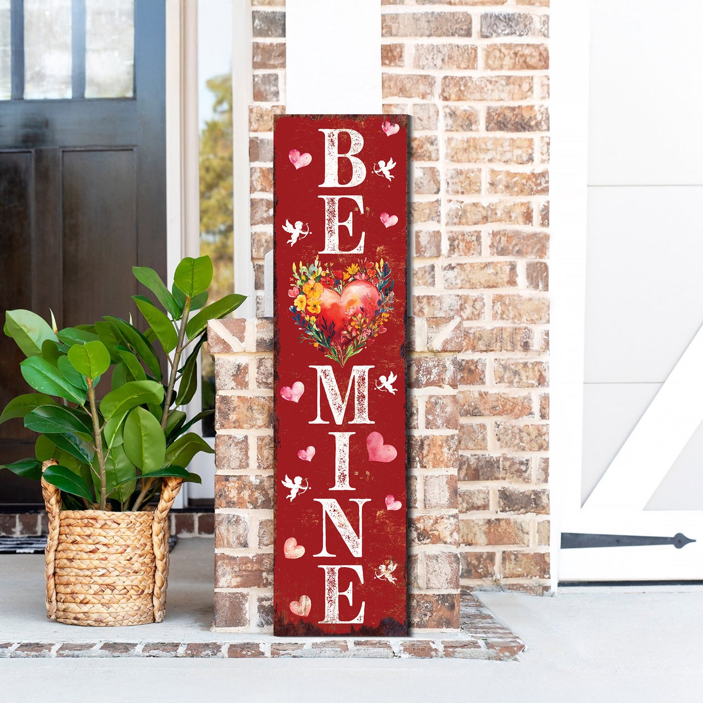 Be Mine Valentine’s Day Porch Sign | Wooden Entryway Decor | UV Print | Front Porch Plaque | Romantic Home Decor | 3 Sizes