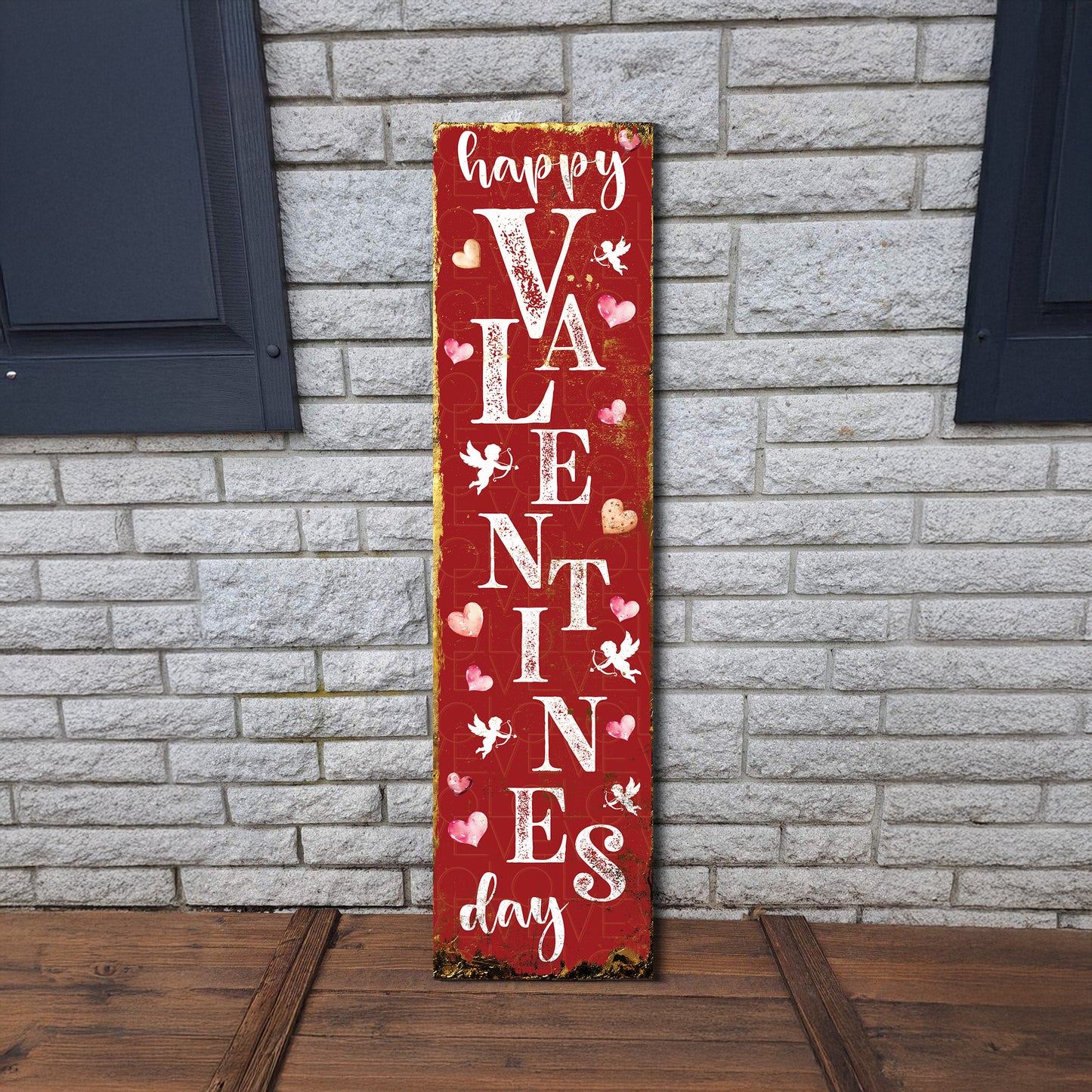 Happy Valentine’s Day Porch Sign | Wooden Entryway Decor | UV Print | Front Porch Plaque | Romantic Home Decor | 3 Sizes