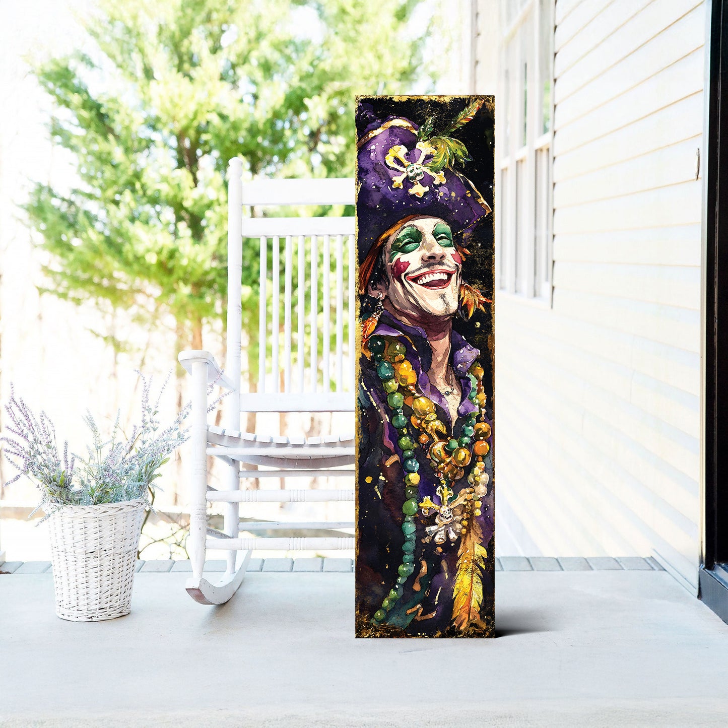Pirate Mardi Gras Porch Sign | Wooden Entryway Decor | UV Print | Front Porch Plaque | Festive Gasparilla Decor | 3 Sizes