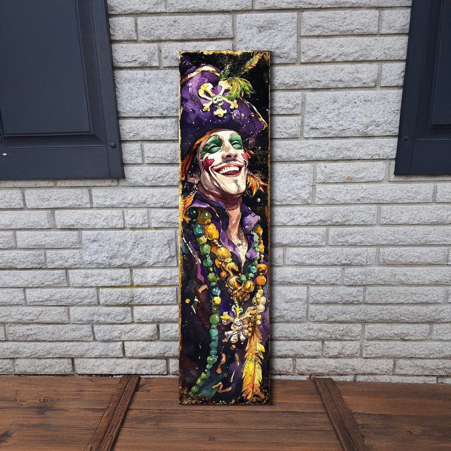 Pirate Mardi Gras Porch Sign | Wooden Entryway Decor | UV Print | Front Porch Plaque | Festive Gasparilla Decor | 3 Sizes
