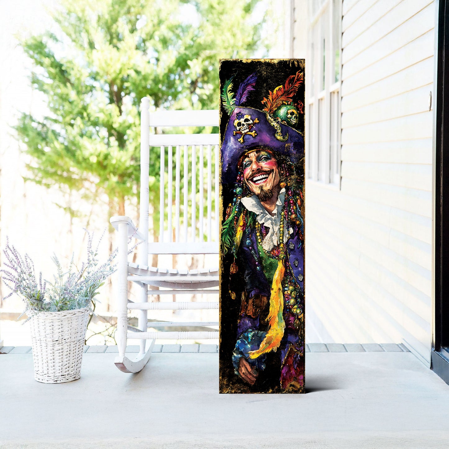 Pirate Mardi Gras Porch Sign | Wooden Entryway Decor | UV Print | Front Porch Plaque | Festive Gasparilla Decor | 3 Sizes
