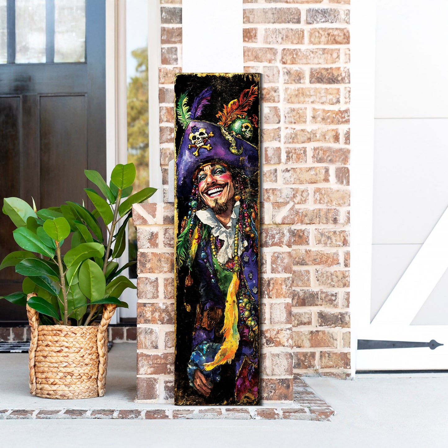Pirate Mardi Gras Porch Sign | Wooden Entryway Decor | UV Print | Front Porch Plaque | Festive Gasparilla Decor | 3 Sizes