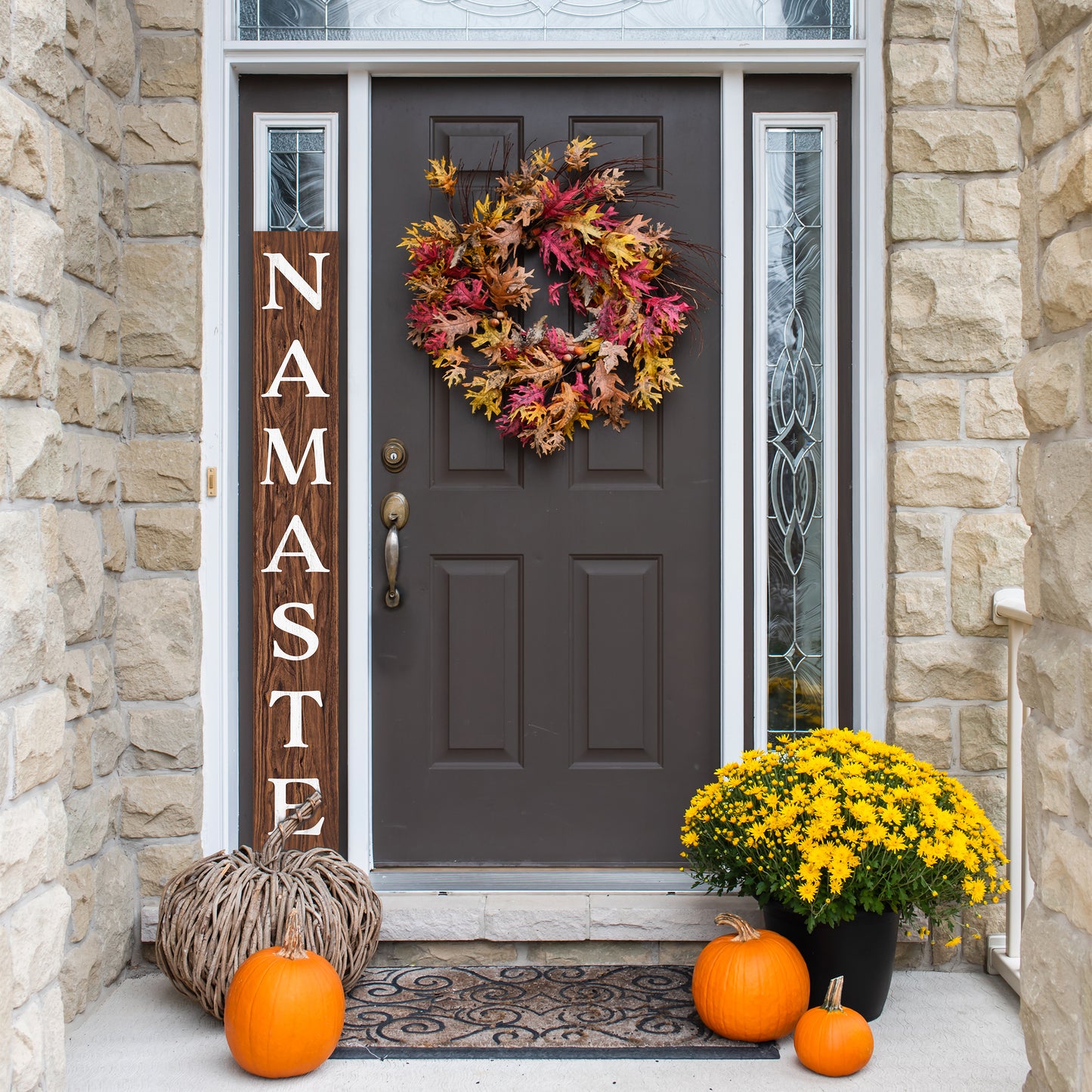 Namaste Wooden Porch Sign - Rustic 72" Welcome Decor - Mindful Home Entryway Gift Fun Door Sign