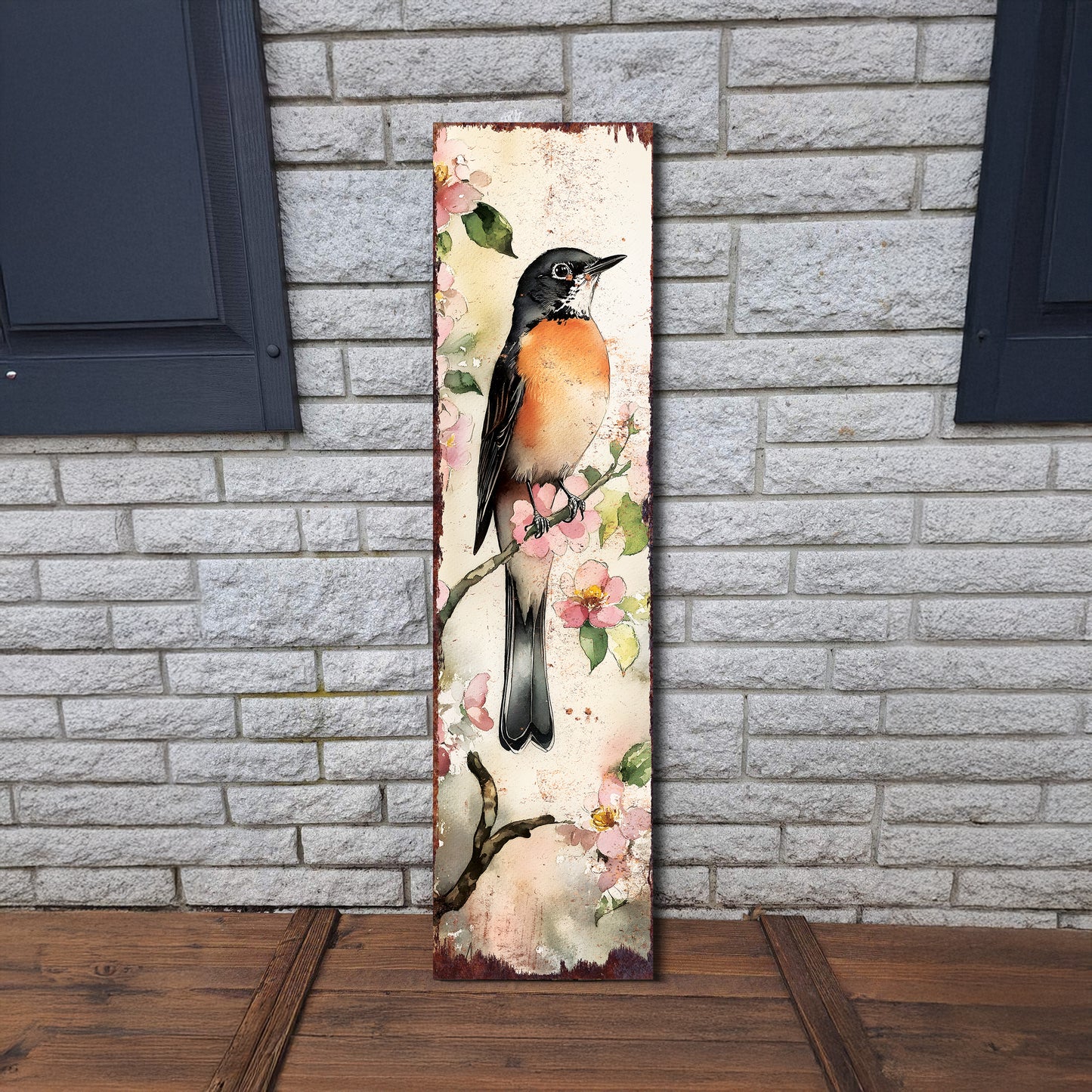 Spring American Robin Porch Sign | Wooden Entryway Decor | UV Print | Front Porch Plaque | Seasonal Home Decor | 3 Sizes