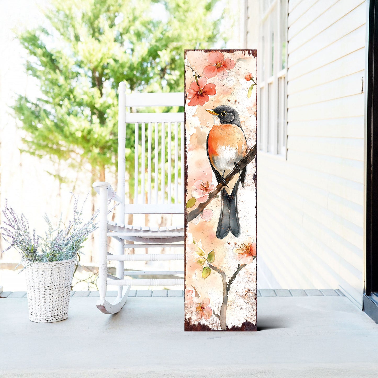 Spring American Robin Porch Sign | Wooden Entryway Decor | UV Print | Front Porch Plaque | Seasonal Home Decor | 3 Sizes