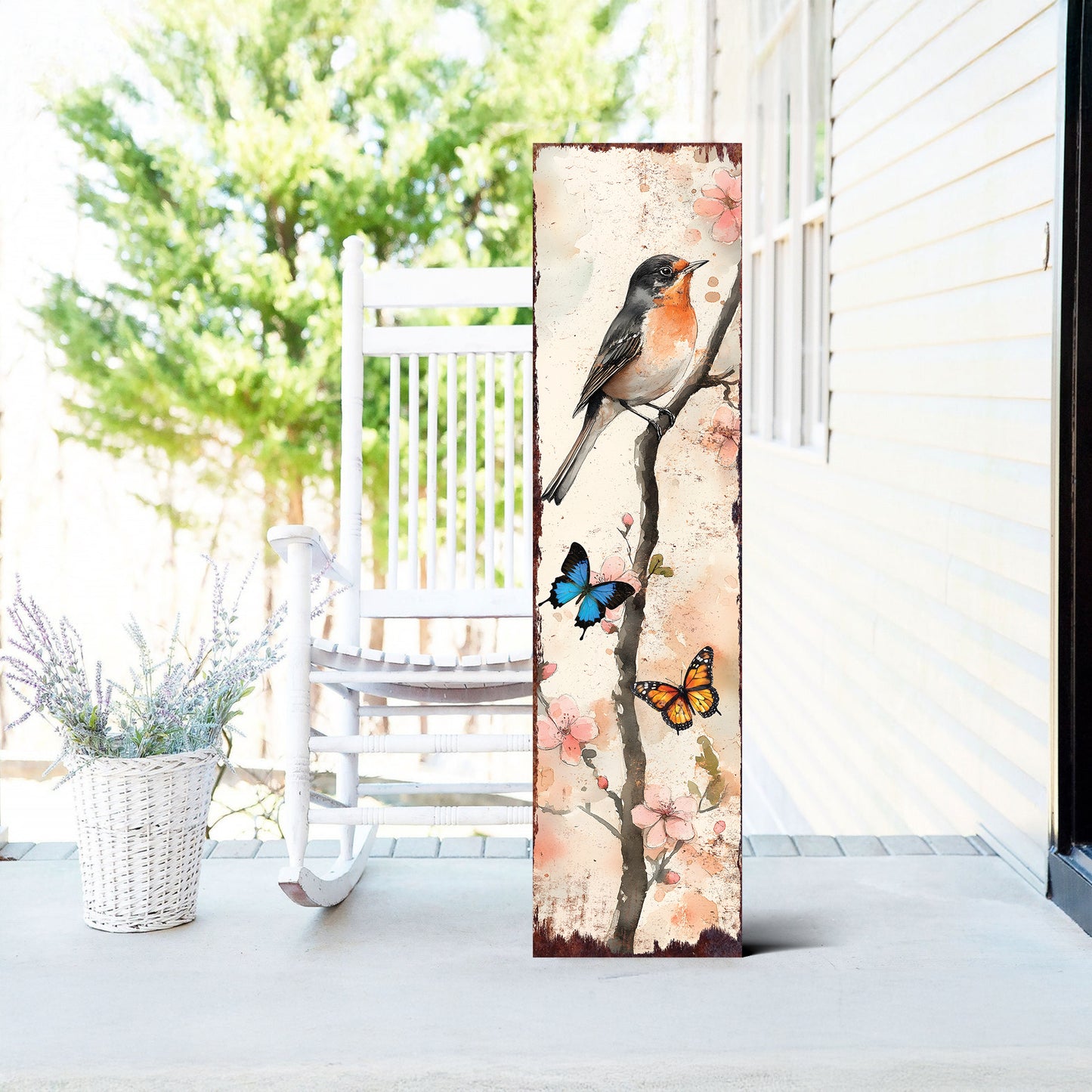 Spring American Robin Porch Sign | Wooden Entryway Decor | UV Print | Front Porch Plaque | Seasonal Home Decor | 3 Sizes